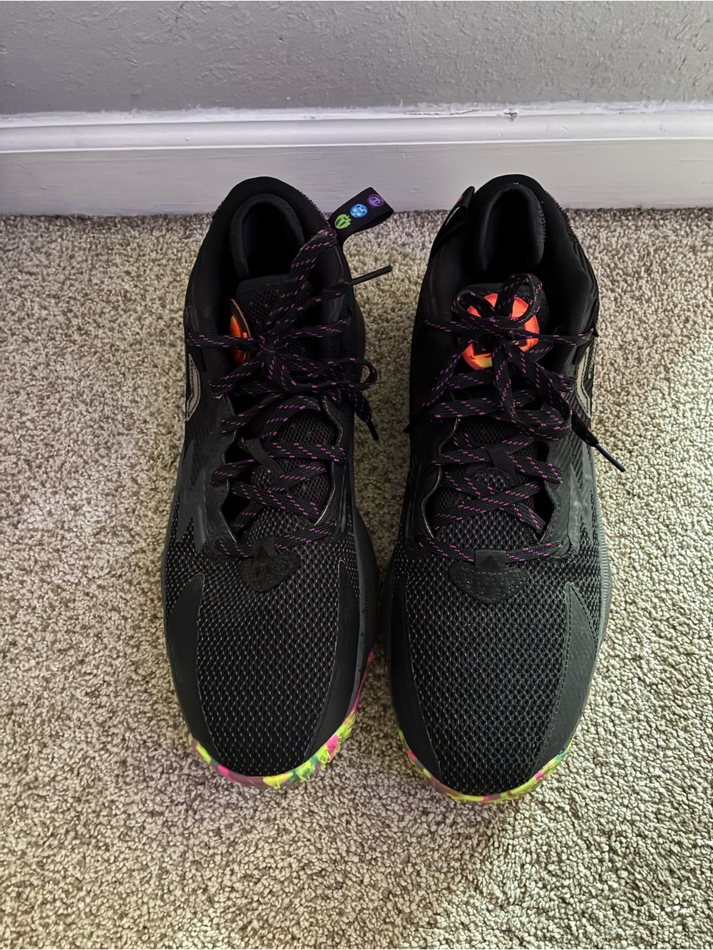 Women's Black Athletic Sneakers with Multicolor Accent